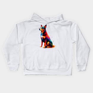 Vibrant Australian Kelpie in Colorful Splash Art Style Kids Hoodie